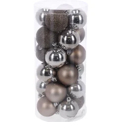 O'malley Kerstballen>Kerstbal 4cm mix koker 24st taupe