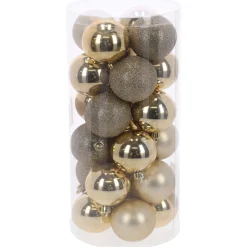 O'malley Kerstballen>Kerstbal 6cm mix koker 24st soft gold