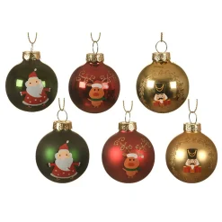 Decoris Kerstballen>Kerstbal glas 4 cm nuthcracker