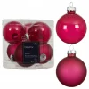 Decoris Kerstballen>Kerstbal glas glans mat festive pink 6 cm 6st.