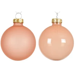 Decoris Kerstballen>Kerstbal glas glans mat peach 6 cm 6st.