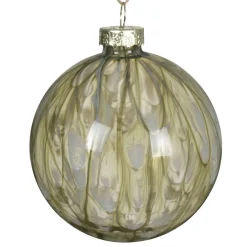 Decoris Kerstballen>Kerstbal glas rosemarijn 8 cm