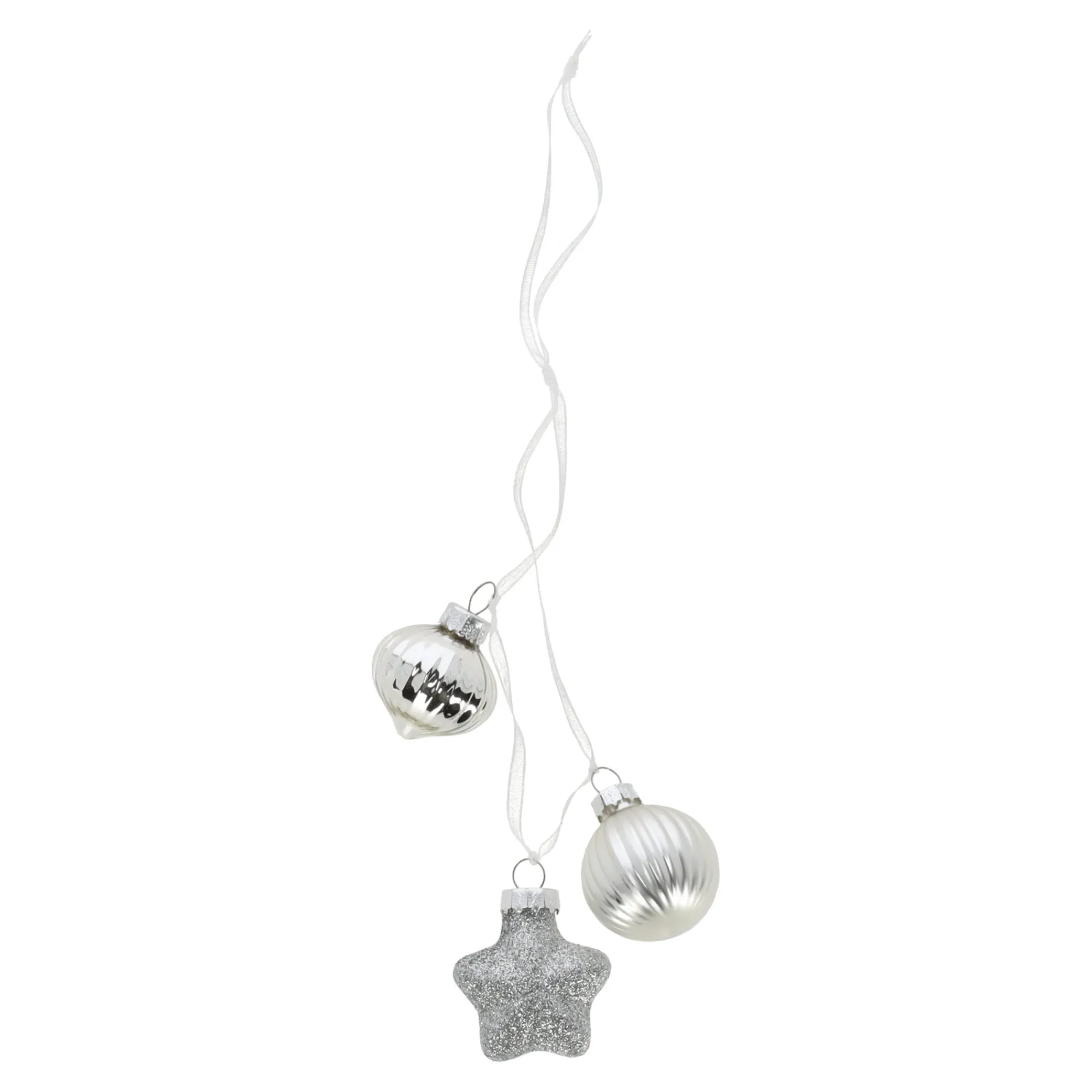 Kerstballen>Kerstbal tros mix 3st. zilver
