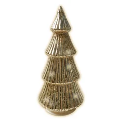 O'malley Kerstdecoratie>Kerstboom goud glas 22 cm met LED-lampjes