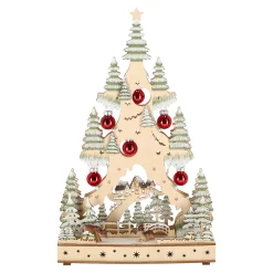 O'malley Kerstdorp|Kerstdecoratie>Kerstdorp boom met kerstbal 20 x 33 cm