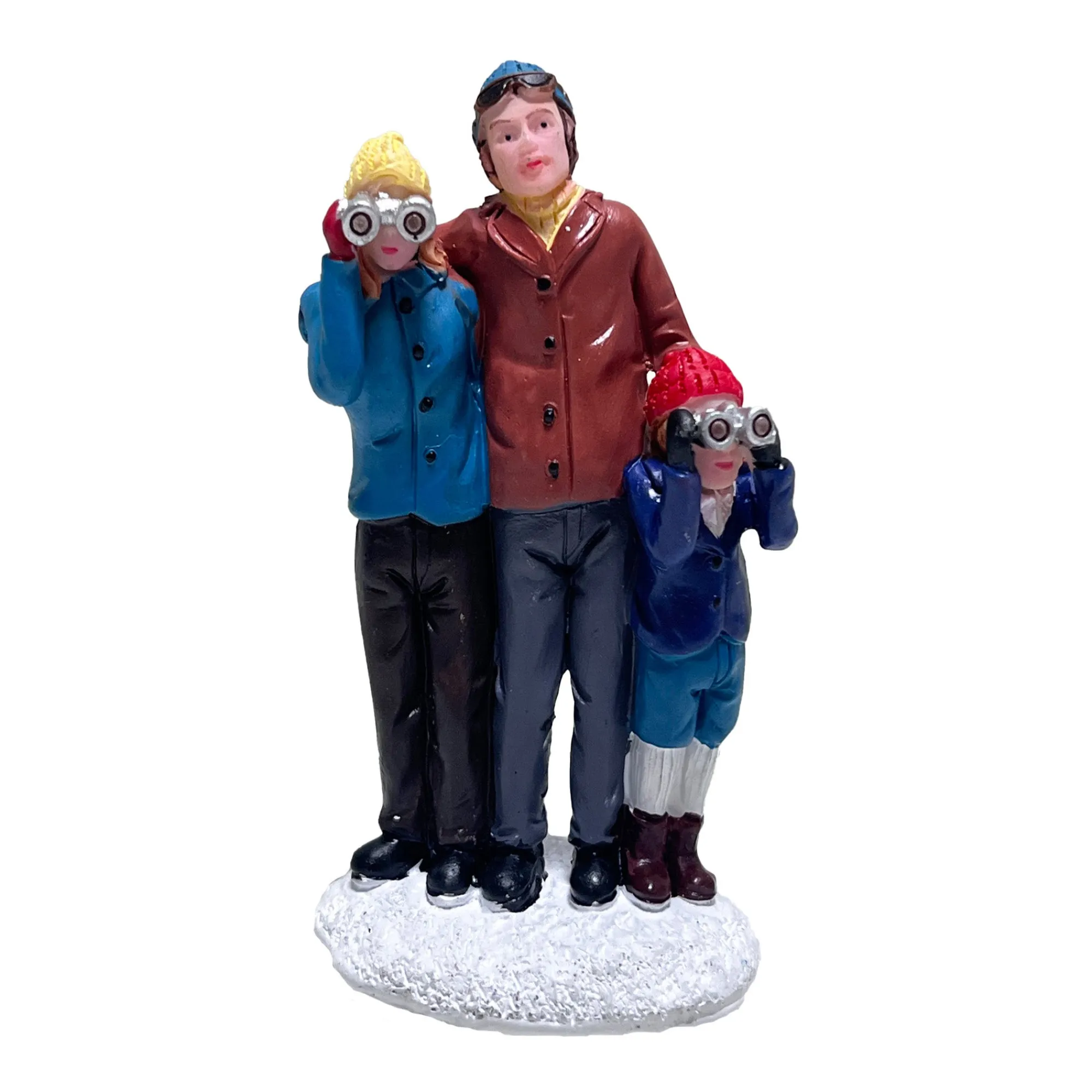 Kerstdorp>Kerstdorp gezin verrekijker