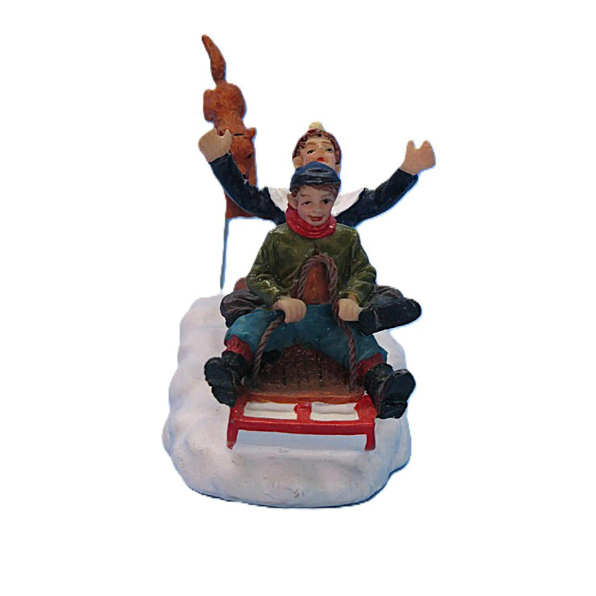 Kerstdorp>Kerstdorp kinderen op slee