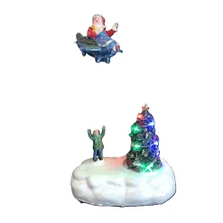 Kerstdorp>Kerstdorp vliegende Kerstman 13x9x20cm