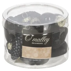 O'malley Kerstballen|Kerstdecoratie>Kersthanger mix 12st. zwart