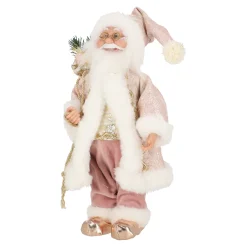 O'malley Kerstdecoratie>Kerstman 30cm luxe roze