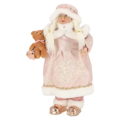 O'malley Kerstdecoratie>Kerstvrouw 65cm luxe roze