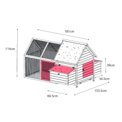 Flamingo Kip>Kippenhok met ren castle large country 181 cm