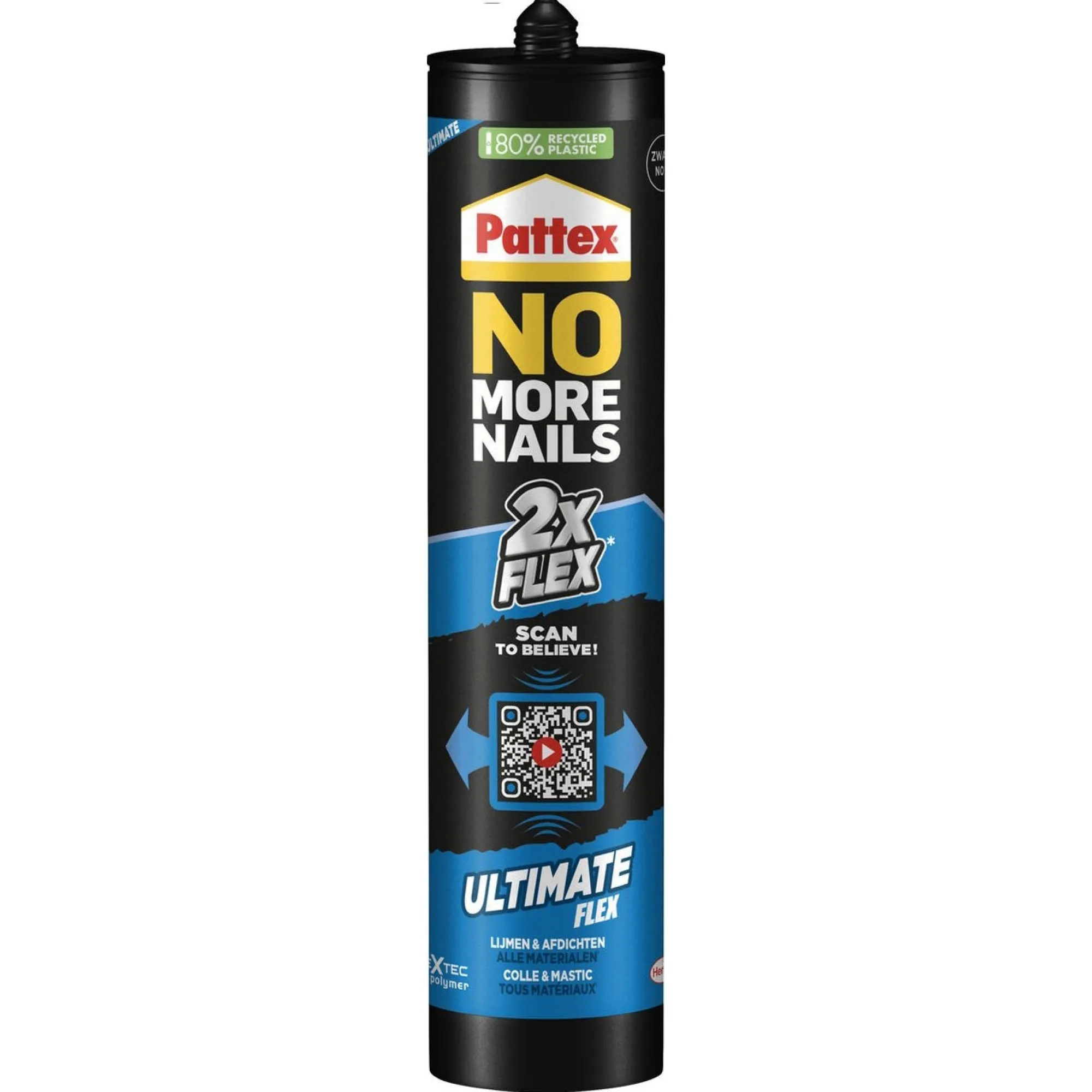 Pattex Verfspullen>Kit No More Nails Flex zwart 390g