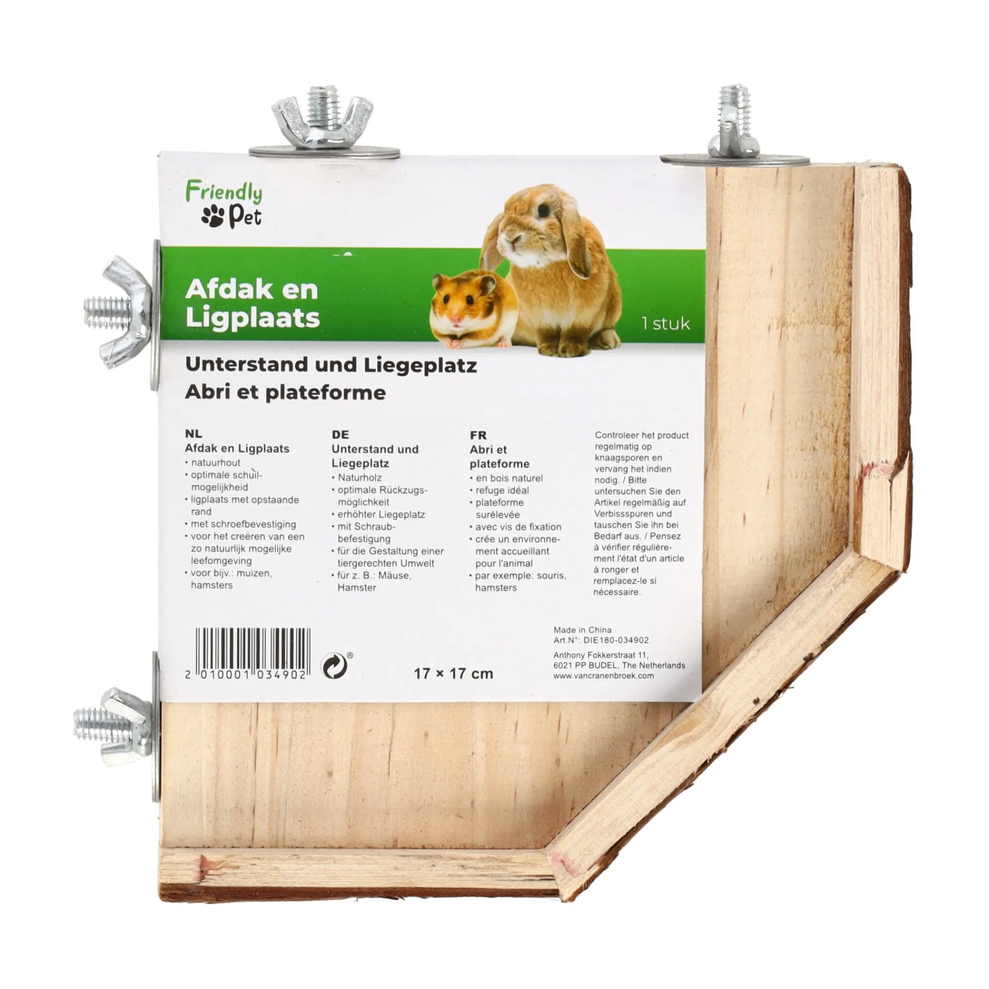 Friendly Pet Kooien En Hokken Knaagdier>Knaagdier hoek plateau hout 17cm