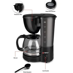 Alpina Koken & Tafelen>Koffiezetapparaat zwart 1,25L 750W