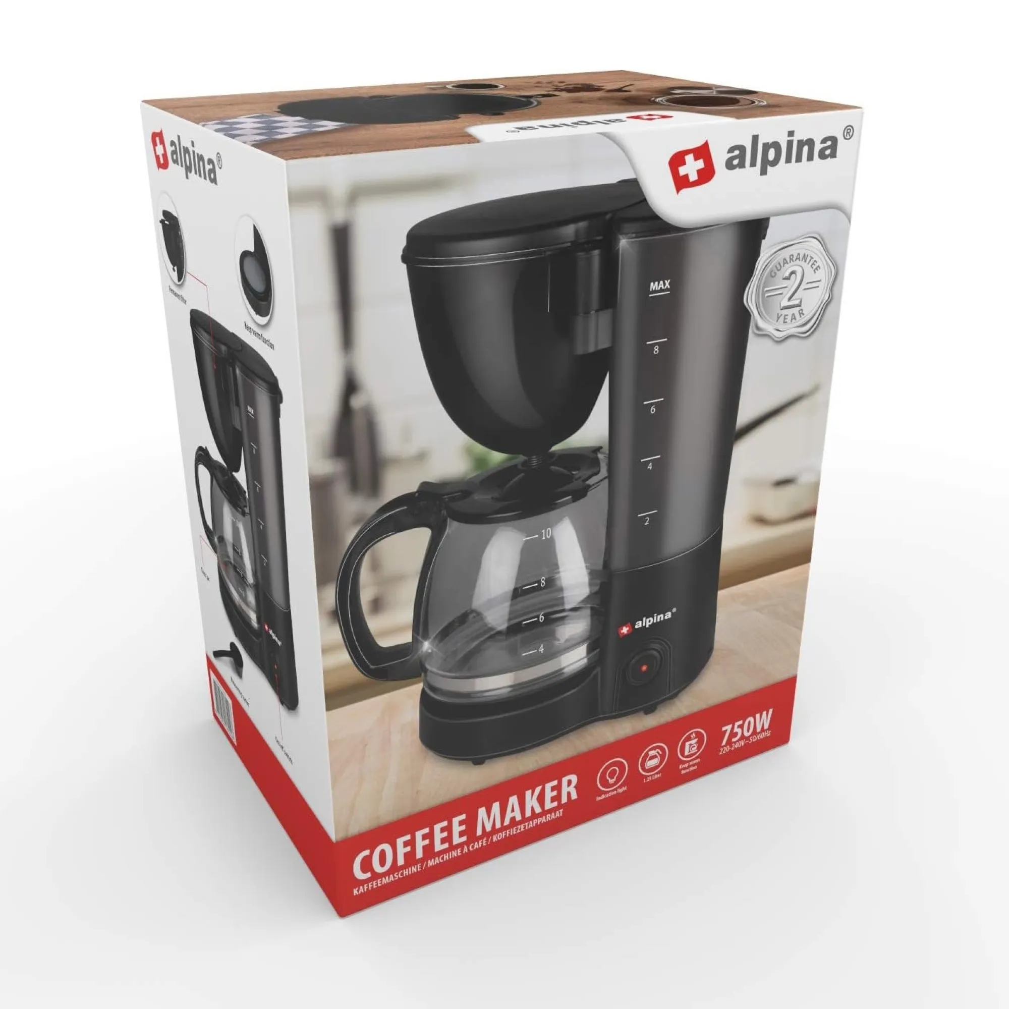 Alpina Koken & Tafelen>Koffiezetapparaat zwart 1,25L 750W