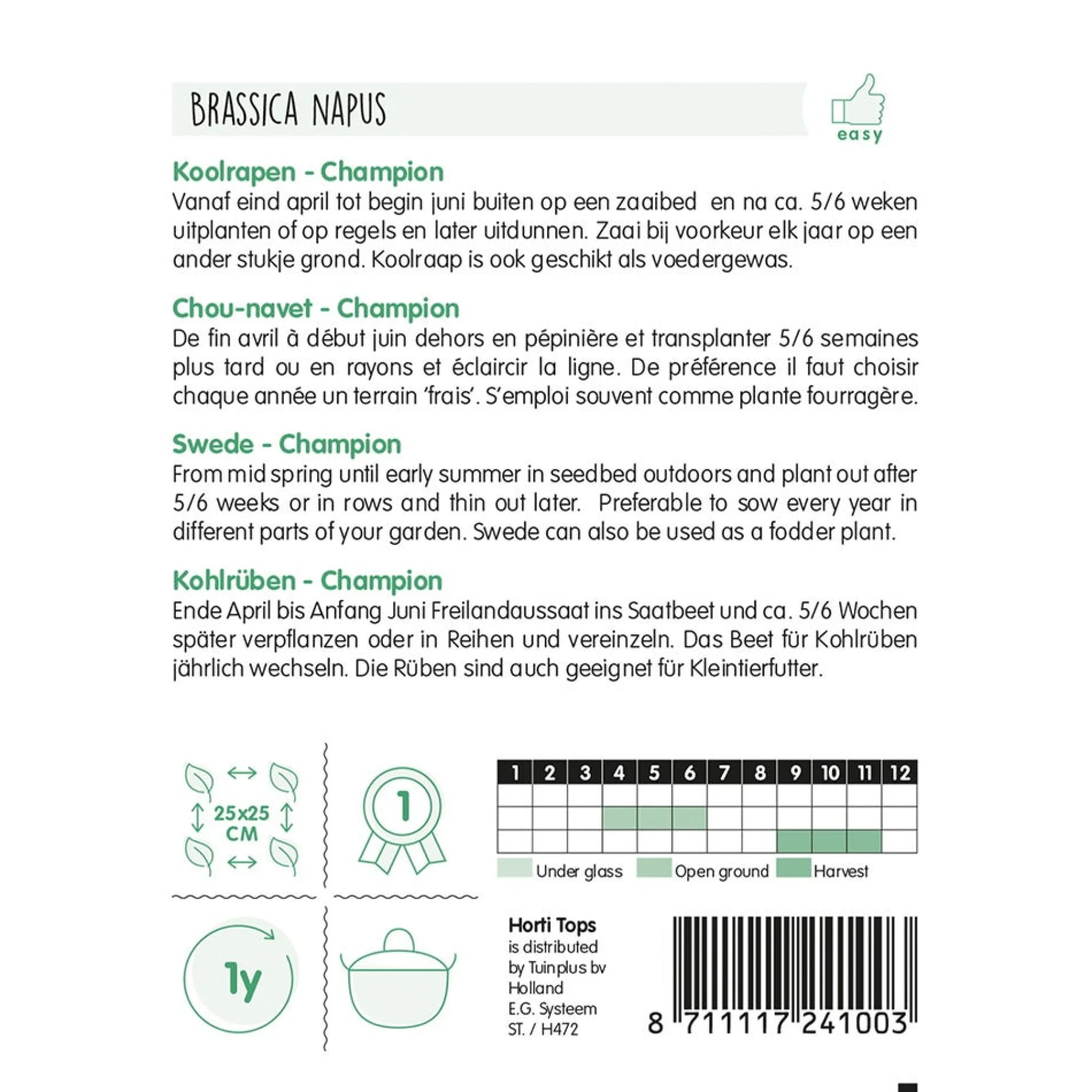 Horti Tops Moestuin>Koolrapen Champion zaad