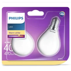 Philips Binnenverlichting>Lamp LED bol mat 40W E14 2st.
