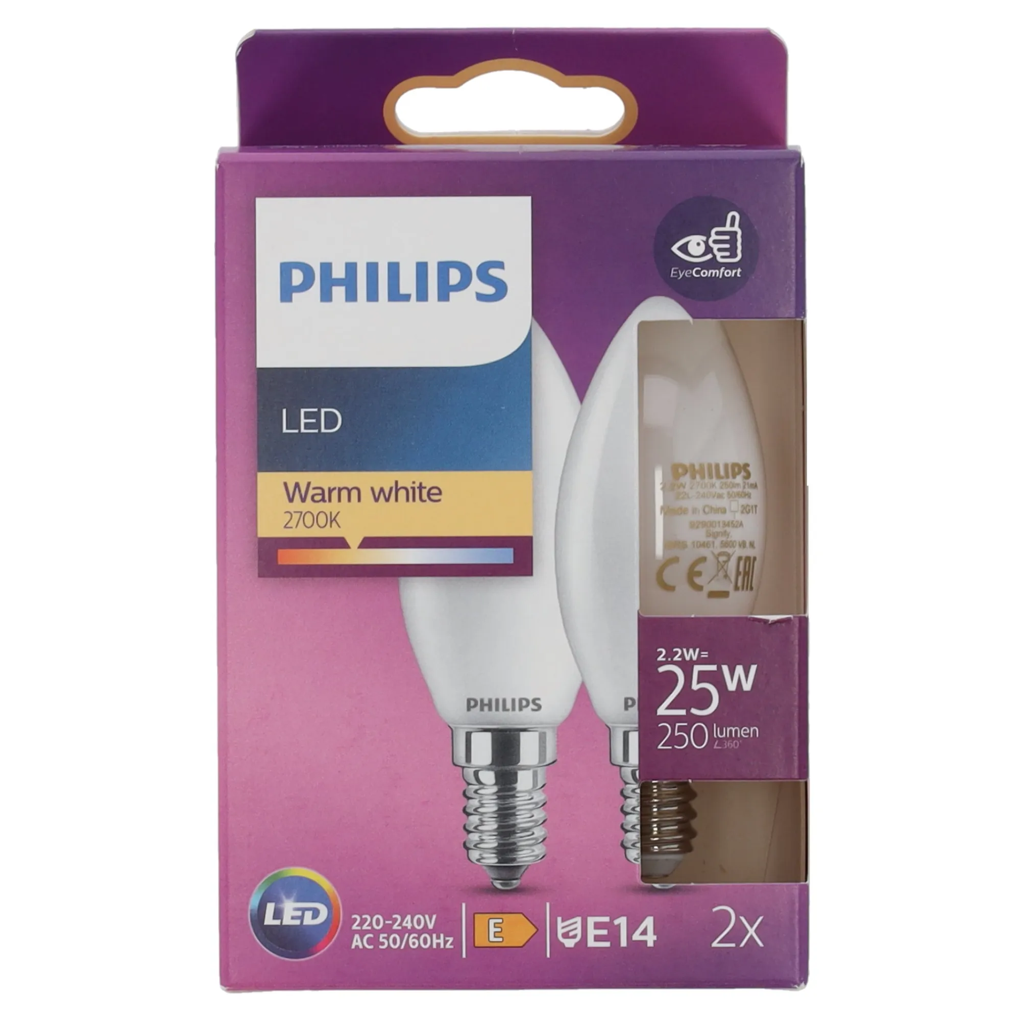 Philips Bouwlampen>Lamp LED kaars 25W E14 duo