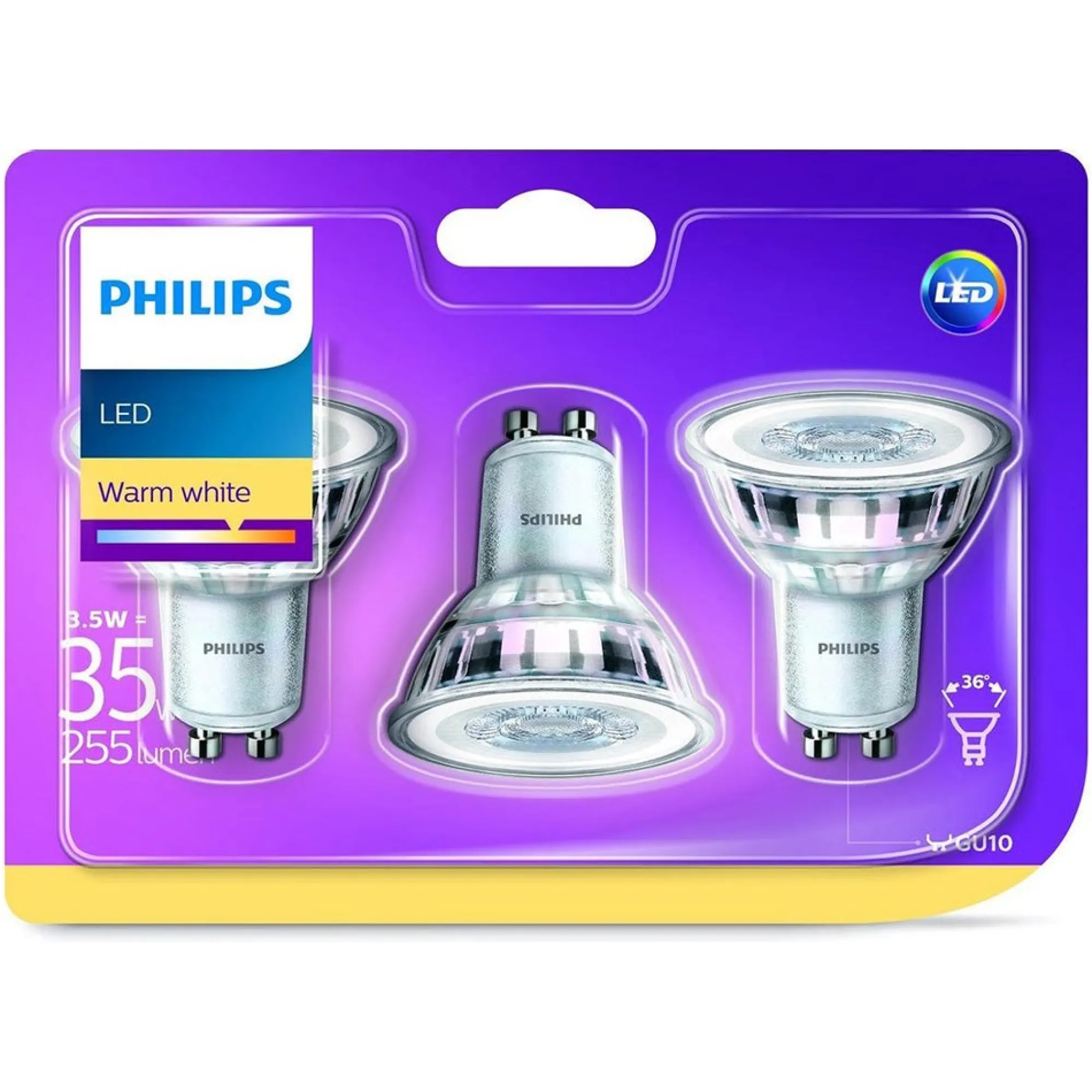Philips Binnenverlichting>Lamp LED spot 35W GU10 3st.