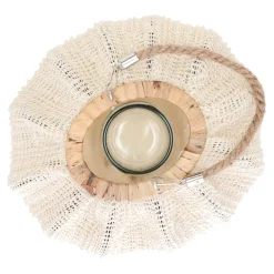 Natural Collections Woondecoratie>Lantaarn katoen met glas wit 28 x 24 x 16 cm