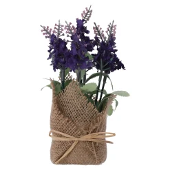 Everlands Kunstplanten En Kunstbloemen>Lavendel in jute pot, 3 assorti