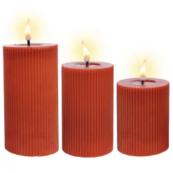 O'malley Kaarsen>LED Kaars rib melt 3st met rood