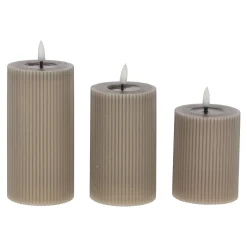 O'malley Kaarsen>LED Kaars rib melt 3st taupe