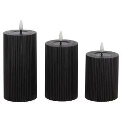 O'malley Kaarsen>LED Kaars rib melt 3st zwart