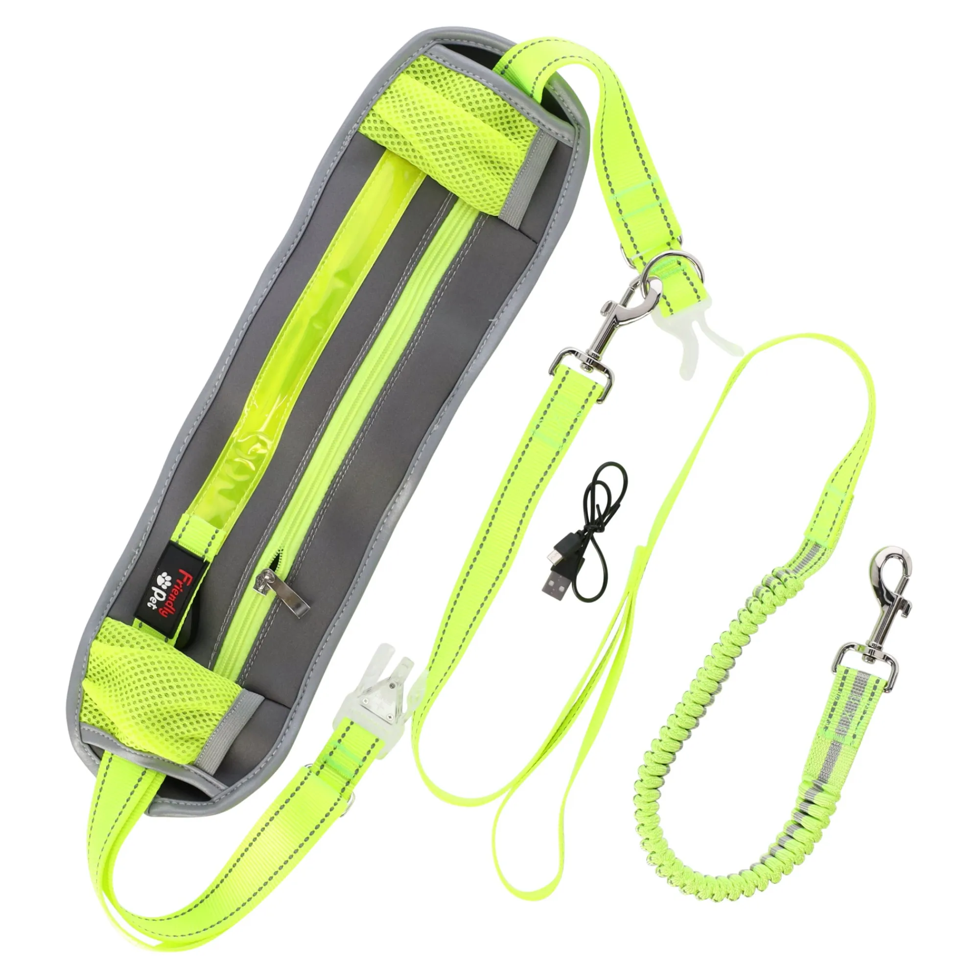 Friendly Pet Hondenriem>Looplijn + heupriem LED geel 80-140cm FP