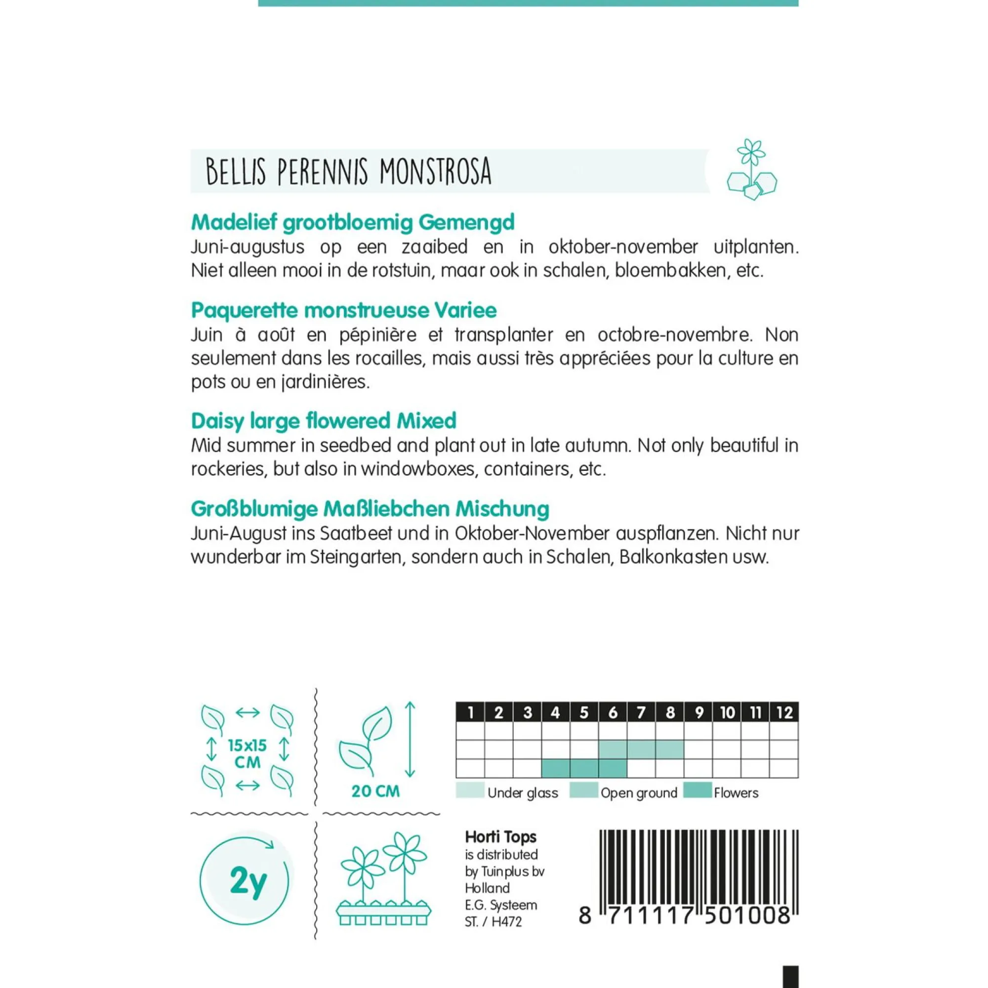 Horti Tops Moestuin>Madelief Monstrosa dubbelbloemig mix