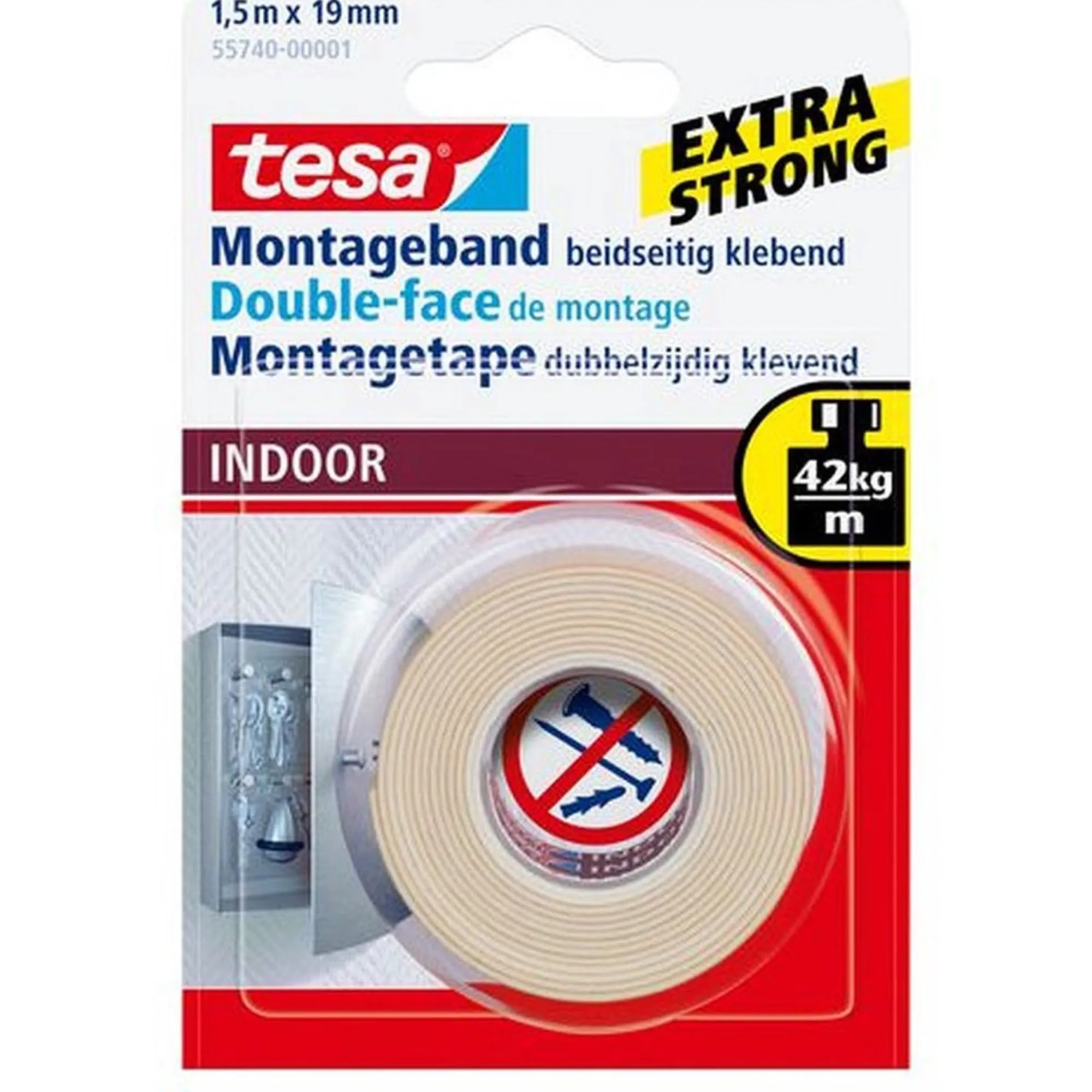 Tesa Bouw>Montagetape indoor 19mmx1.5M