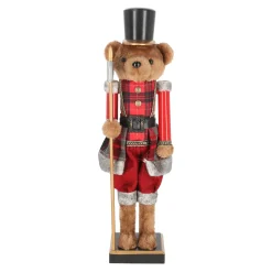 O'malley Kerstdecoratie>Notenkraker beer 60 cm tartan rood
