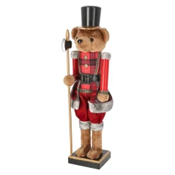 O'malley Kerstdecoratie>Notenkraker beer 60 cm tartan rood