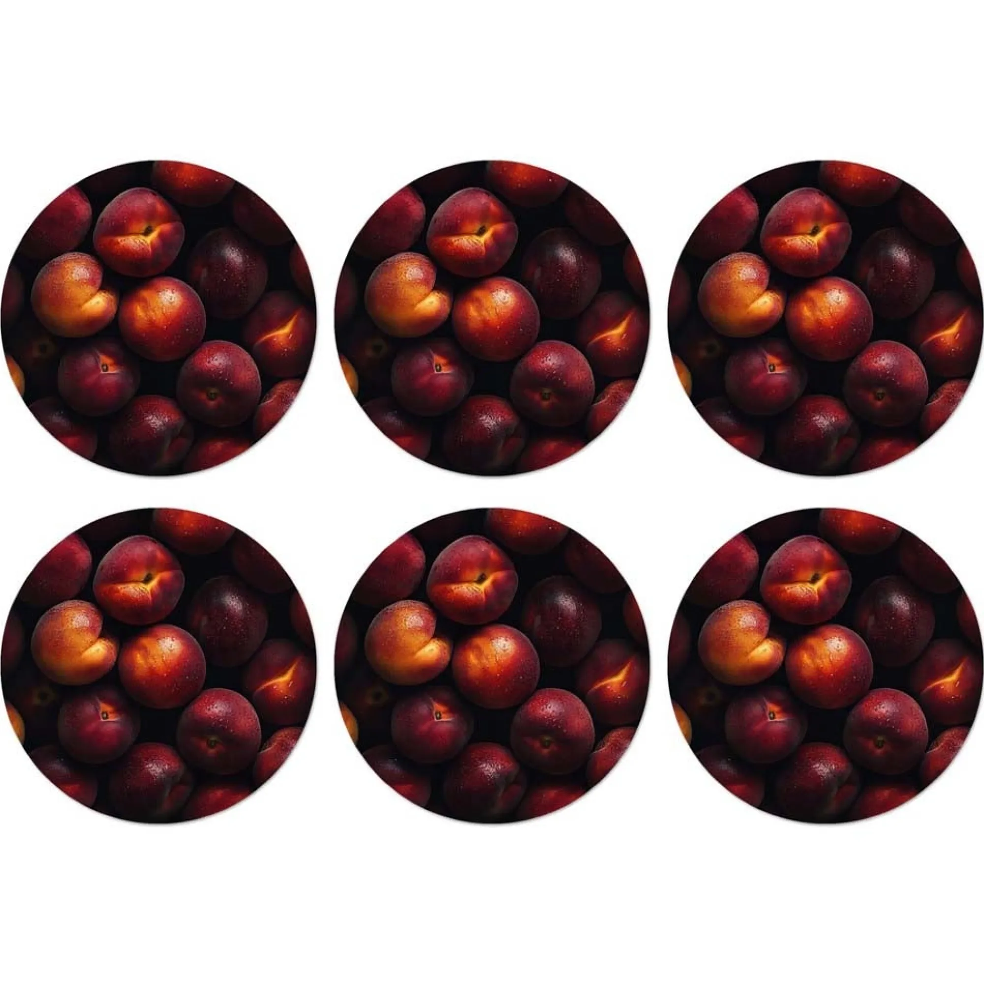Natural Collections Koken & Tafelen>Onderzetter rond fruit 10 cm 6 assorti
