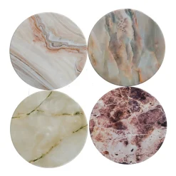 Natural Collections Koken & Tafelen>Onderzetter rond marble 10 cm 6 assorti