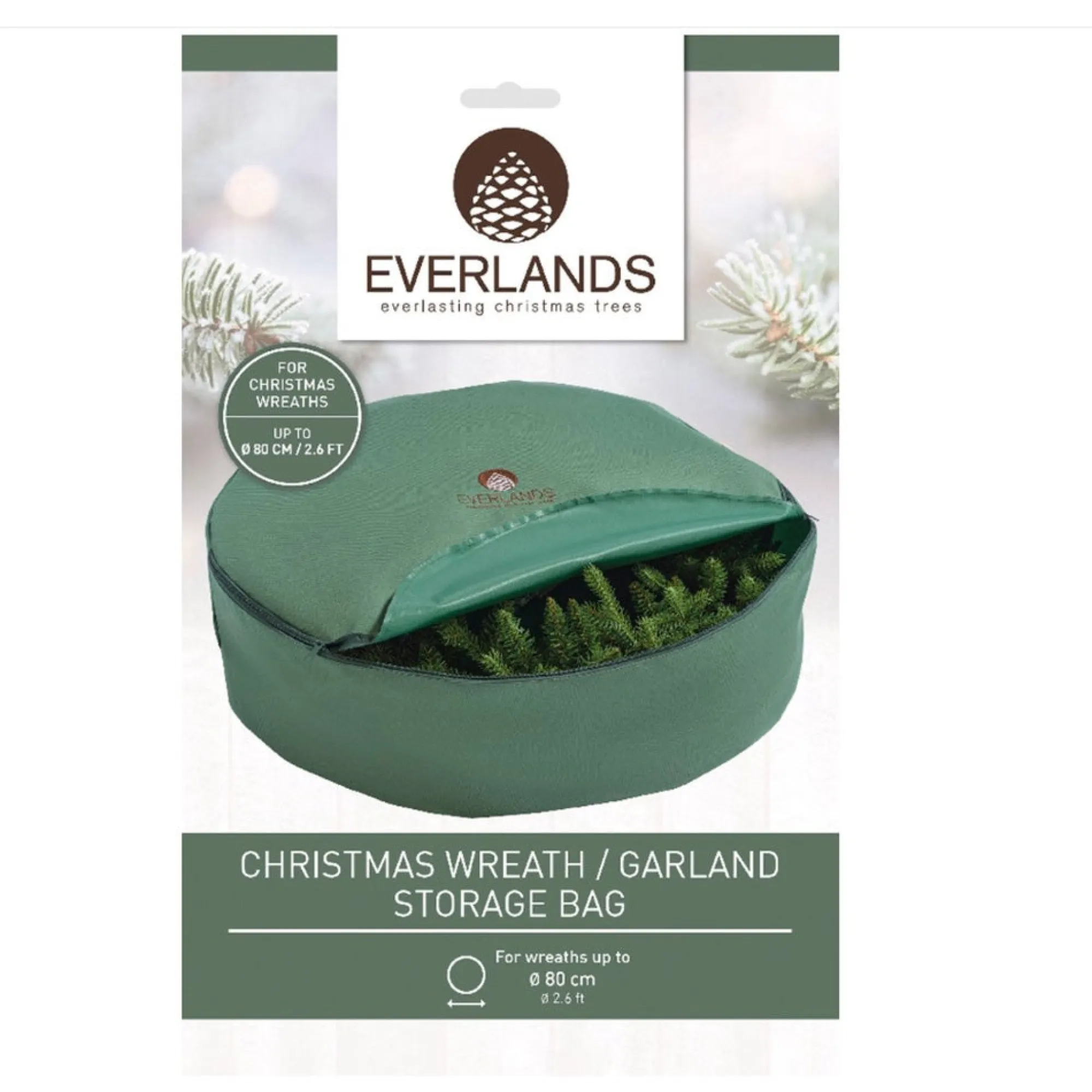 Everlands Kerstdecoratie>Opbergtas krans guirlande 70 cm