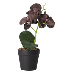 Kunstplanten En Kunstbloemen>Orchidee in pot zwart perzik rood - assorti