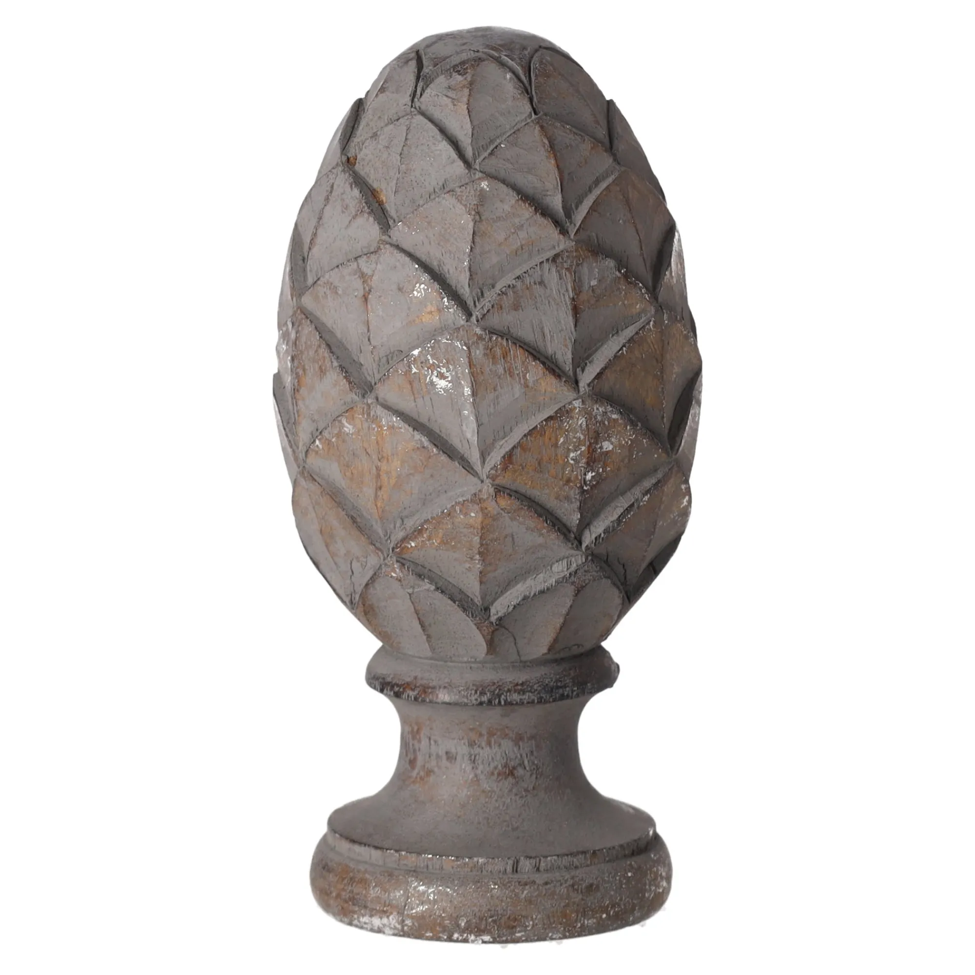 O'malley Woondecoratie>Ornament hout op voet grijs 17 cm