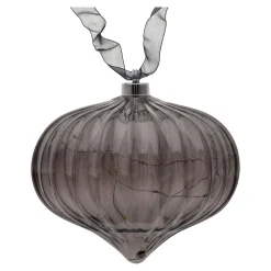 O'malley Kerstdecoratie>Ornament met lint grijs 21 cm 20 LED-warmwit