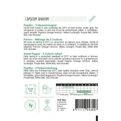 Horti Tops Moestuin>Paprika 5 kleuren zaad