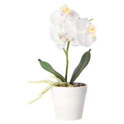 Kunstplanten En Kunstbloemen>Phalaenopsis in pot wit, roze en perzik, 3 assorti