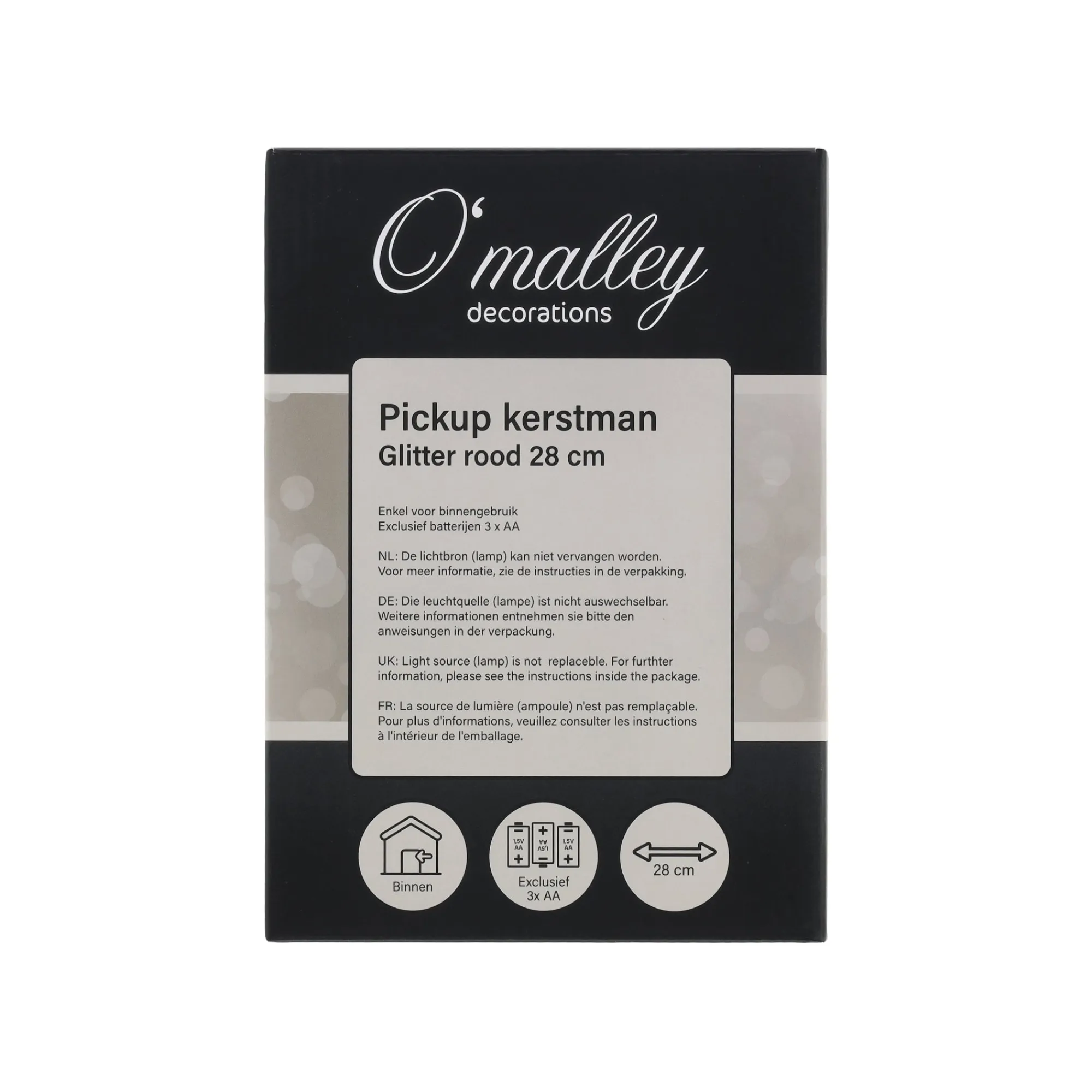 O'malley Kerstdecoratie>Pickup kerstman glitter 28 cm rood