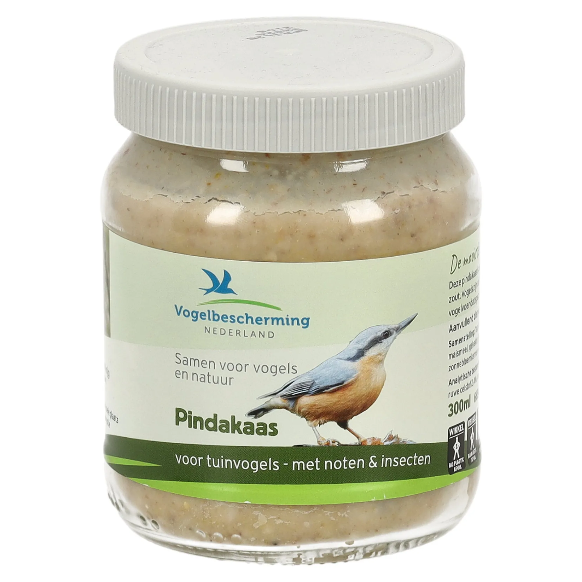 Vogelbescherming Vogelsnacks>Pindakaas vogel + noten + insect 330gr