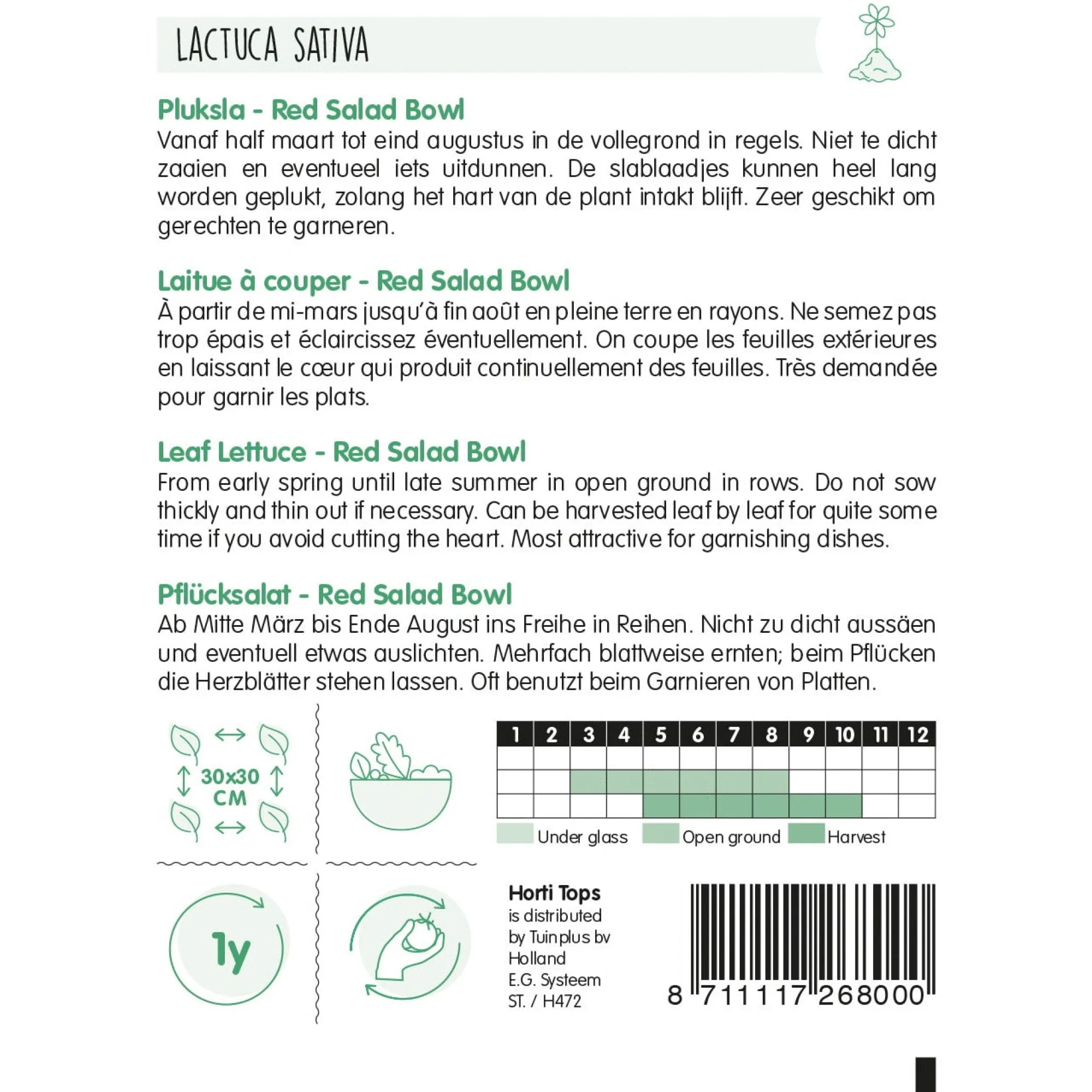 Horti Tops Moestuin>Pluksla Red Salad Bowl