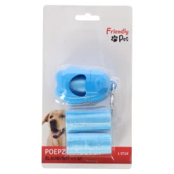 Friendly Pet Hondenverzorging>Poepzakhouder + 3st blauw/wit
