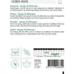 Horti Tops Moestuin>Pompoen rouge vif d'etampes zaad