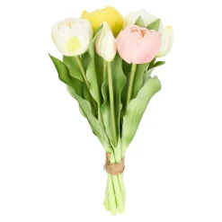 Kunstplanten En Kunstbloemen>Pompoentulp real touch 7st 30 cm geel roze mix