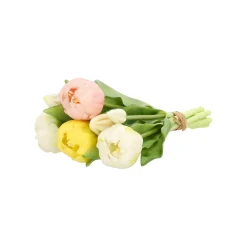 Kunstplanten En Kunstbloemen>Pompoentulp real touch 7st 30 cm geel roze mix