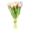 Kunstplanten En Kunstbloemen>Pompoentulp real touch 7st 30 cm paars roze mix